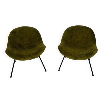 Pair of "Egg" Chairs By Fritz Neth, 1950s, New Upholstery