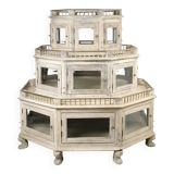 Monumental octagonal display case in old teak