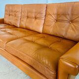 Vintage Danish retro Svend Skipper 3 person sofa in cognac leather