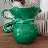 Pitcher signed Cerenne Vallauris in green ceramics