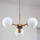 Mid-Century Modern Italian Chandelier in Copper and Opaline Glass, 1960s