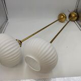 Pair brass and glass chandeliers