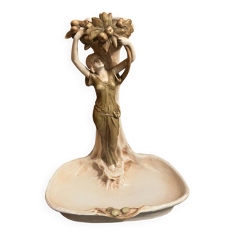Royal Dux art nouveau centerpiece empty pocket