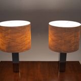 Goffredo Reggiani Chrome Square Table Lamps, Italy, 1960s