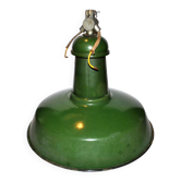 Green enamelled sheet metal workshop lamp – 42cm industrial pendant light