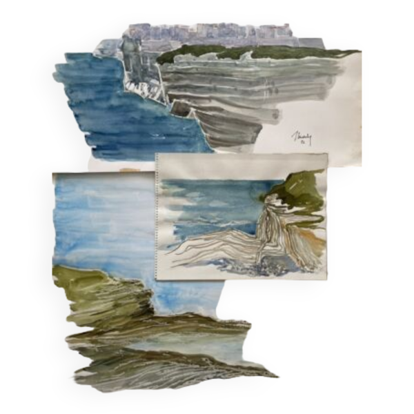 3 tableaux : « st jean de luz» (pays basque) jean-francois devaliere (1926-2021)