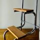 Vintage step stool in brown formica and chrome steel