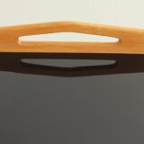 French side table in oak with large handles, 1950s.