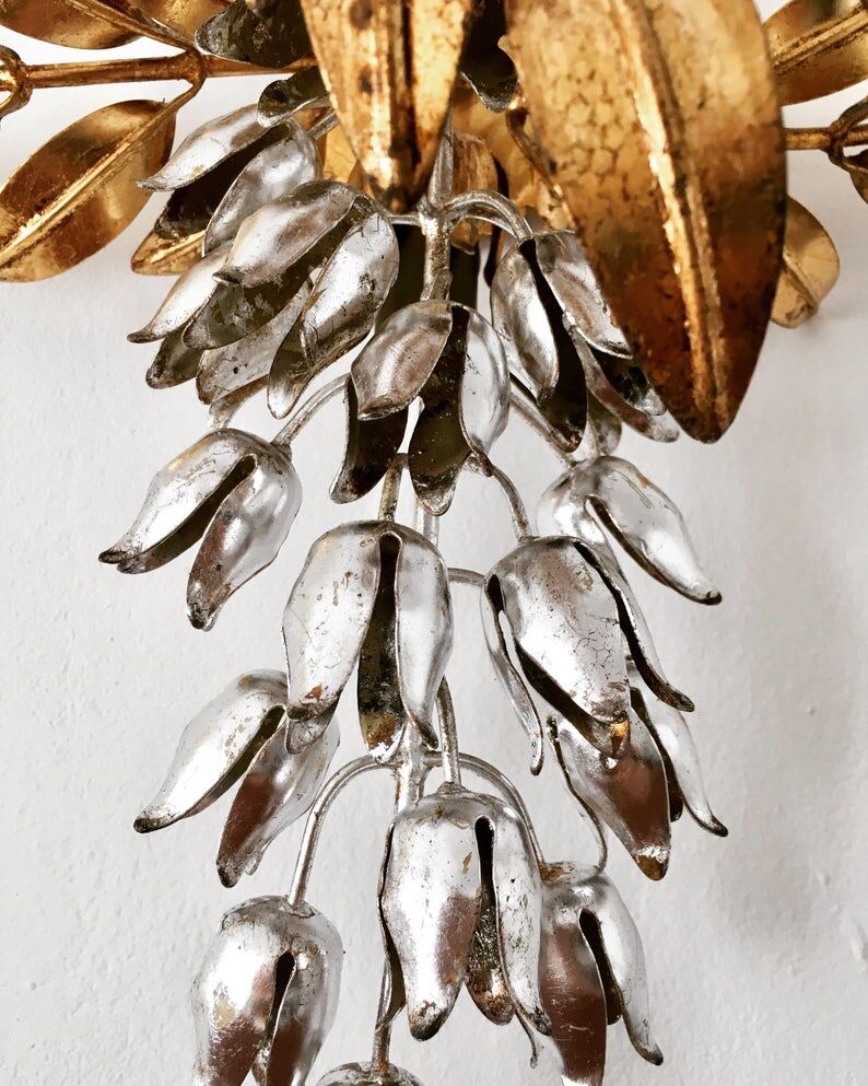 Iitalian Hollywood Regency gilded metal wall lamp by Hans Kögl
