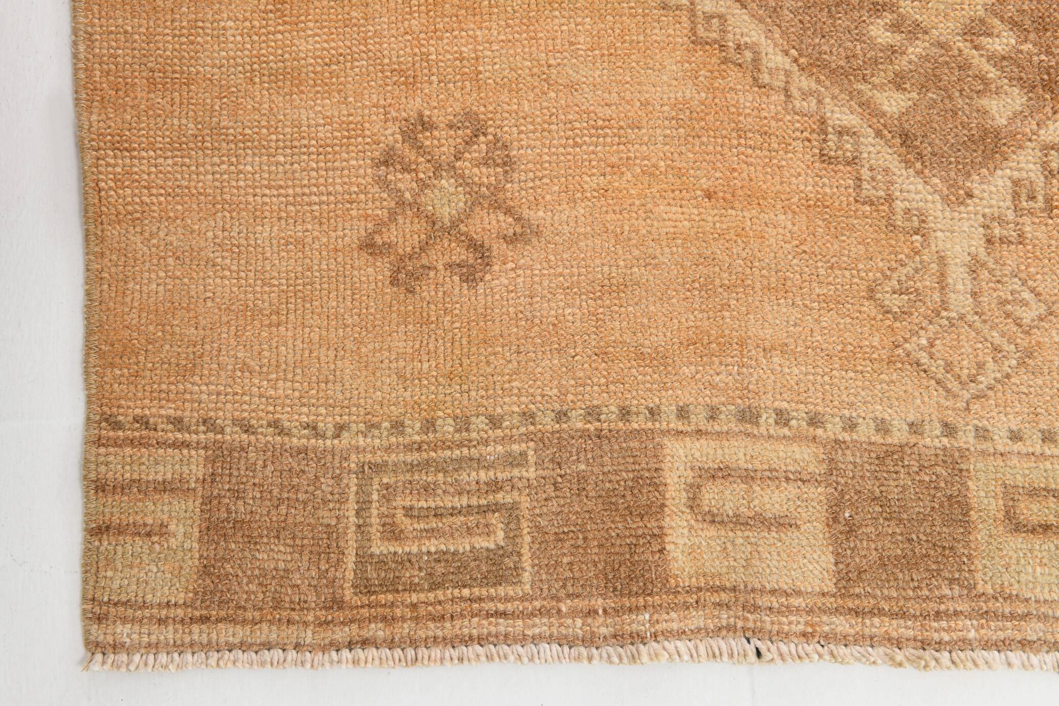 Brown & Cream Turkish Runner Rug, 95x377Cm