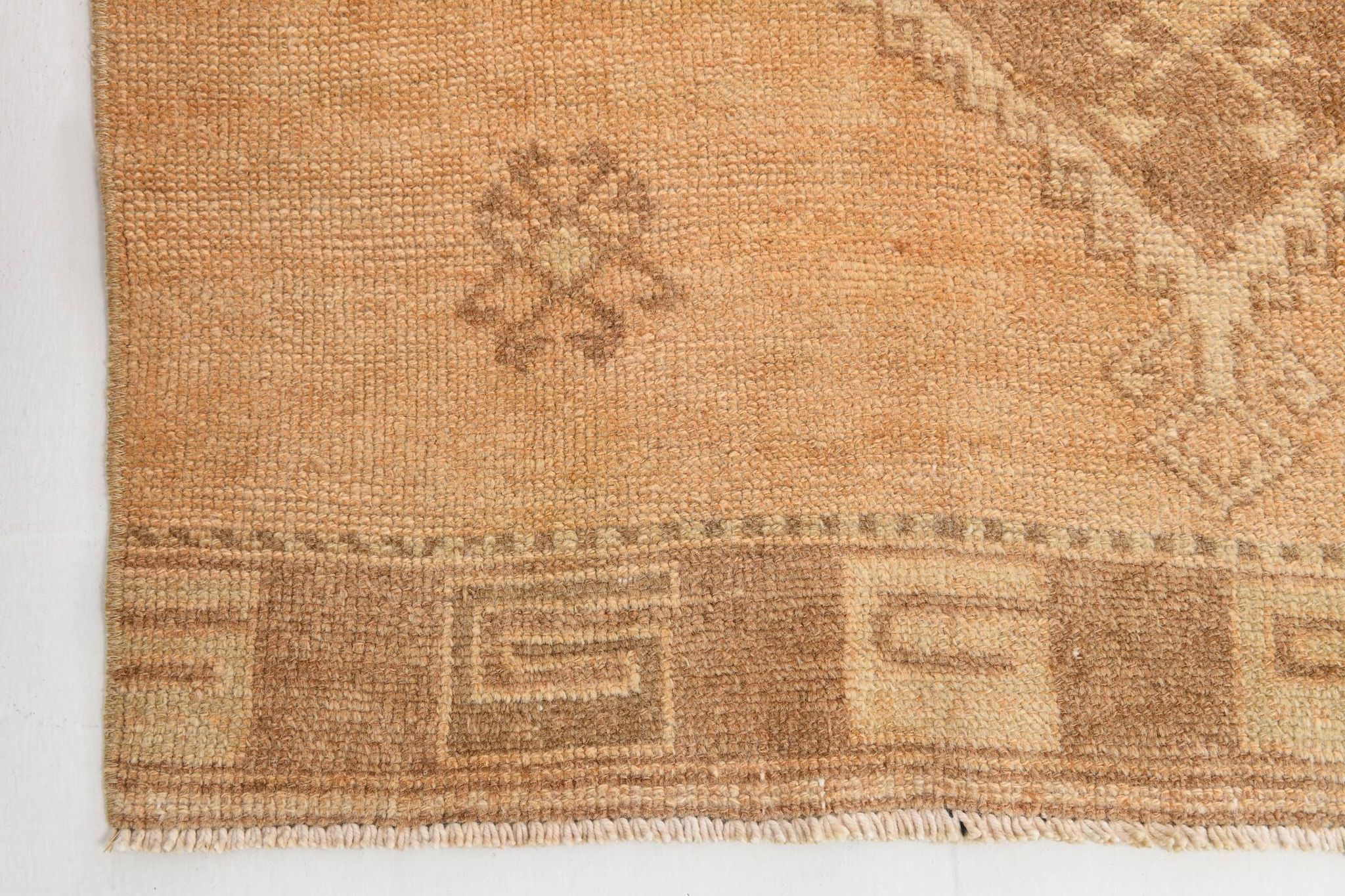 Brown & Cream Turkish Runner Rug, 95x377Cm