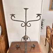Candelabrum Chandelier Candle Holder Three Arms Light Wrought Iron 1940 Gothic