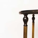 Vintage French round brass and glass side table