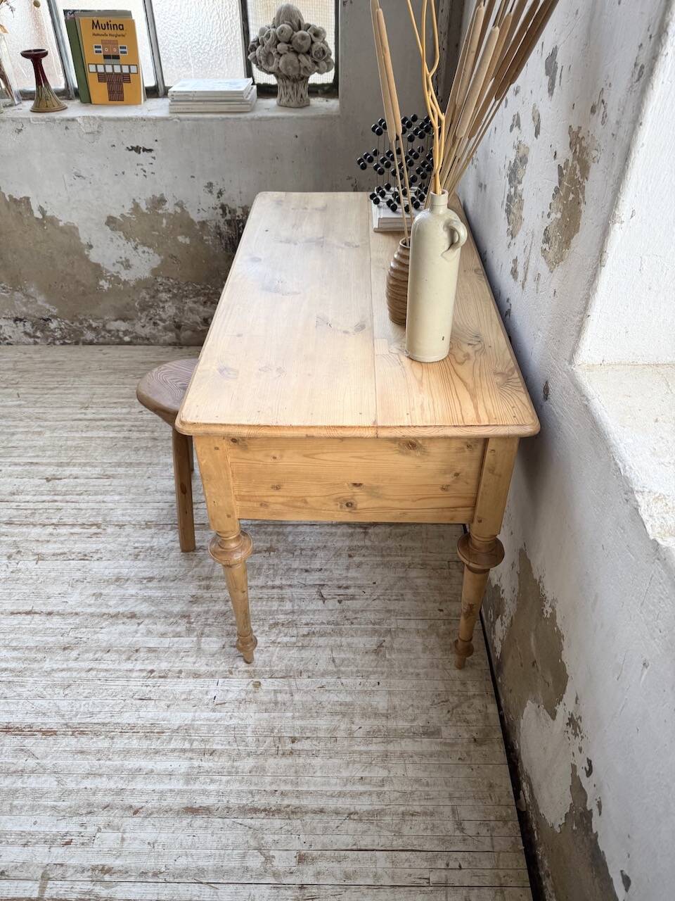 Blonde walnut desk and pine top 1900