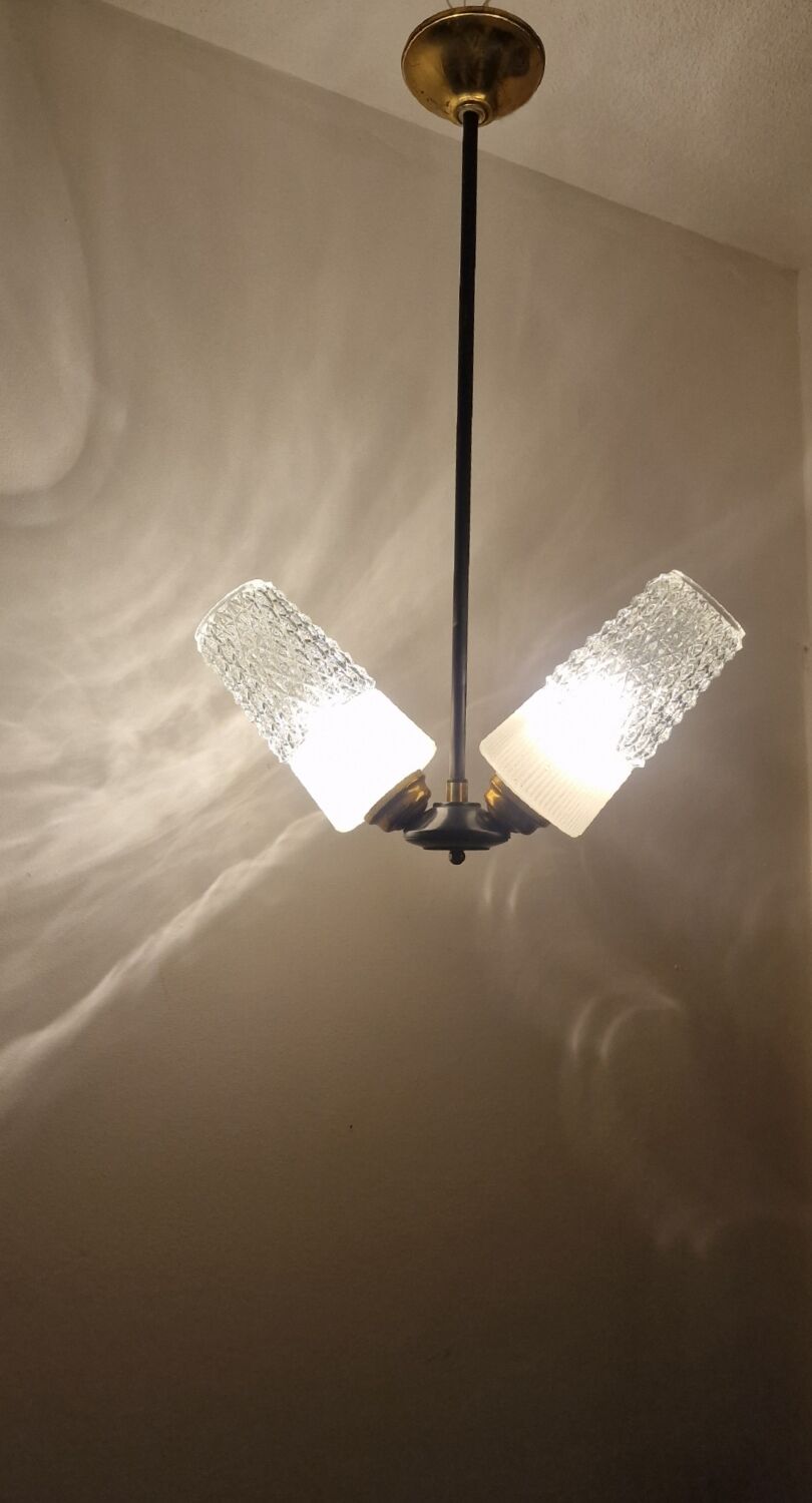 Chandelier 2 burners with chiseled glasses