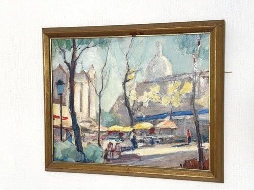 Swedish Oil on Panel "Lakerstationen” by L. Knut Norman Vintage & Framed 46×38cm