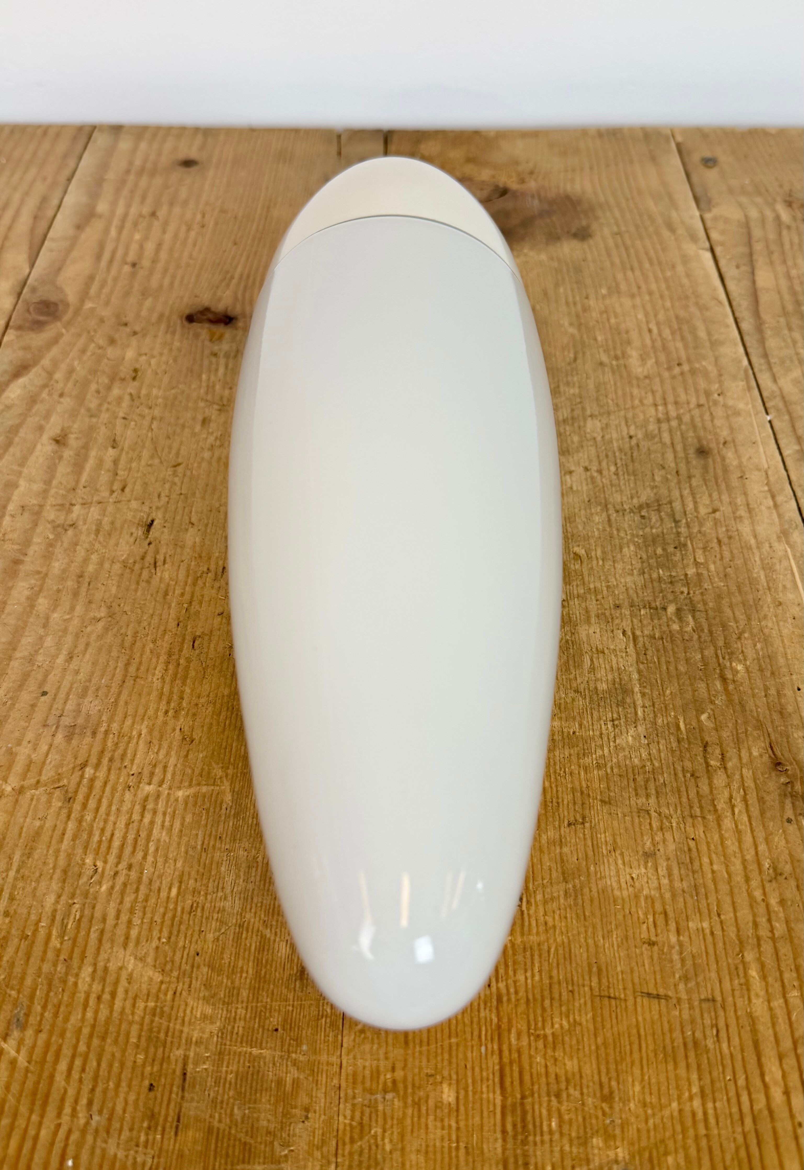 Industrial White Bakelite Wall Light with Milk Glass, 1950s