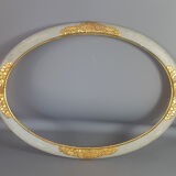 Old Art-Deco oval wood -stucco frame, 56x41 cm, 50x35 cm SB leaf