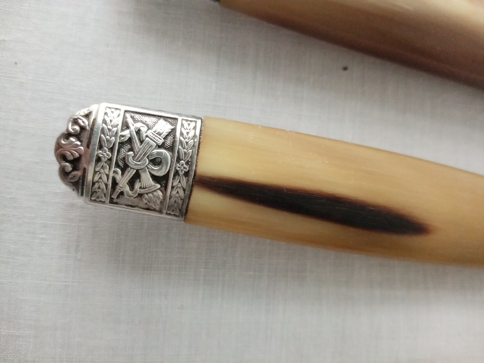 Box 12 old table knife blade steel blade Virole Louis XVI horn handle