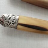 Box 12 old table knife blade steel blade Virole Louis XVI horn handle