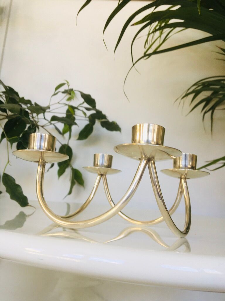 Danish chandelier in silver metal signed