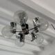 Suspension vintage 5 feux, verre et chrome
