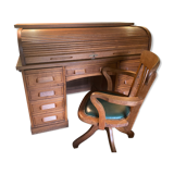Set american desk and chair annexes 1930 in oak