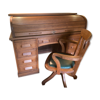 Set american desk and chair annexes 1930 in oak