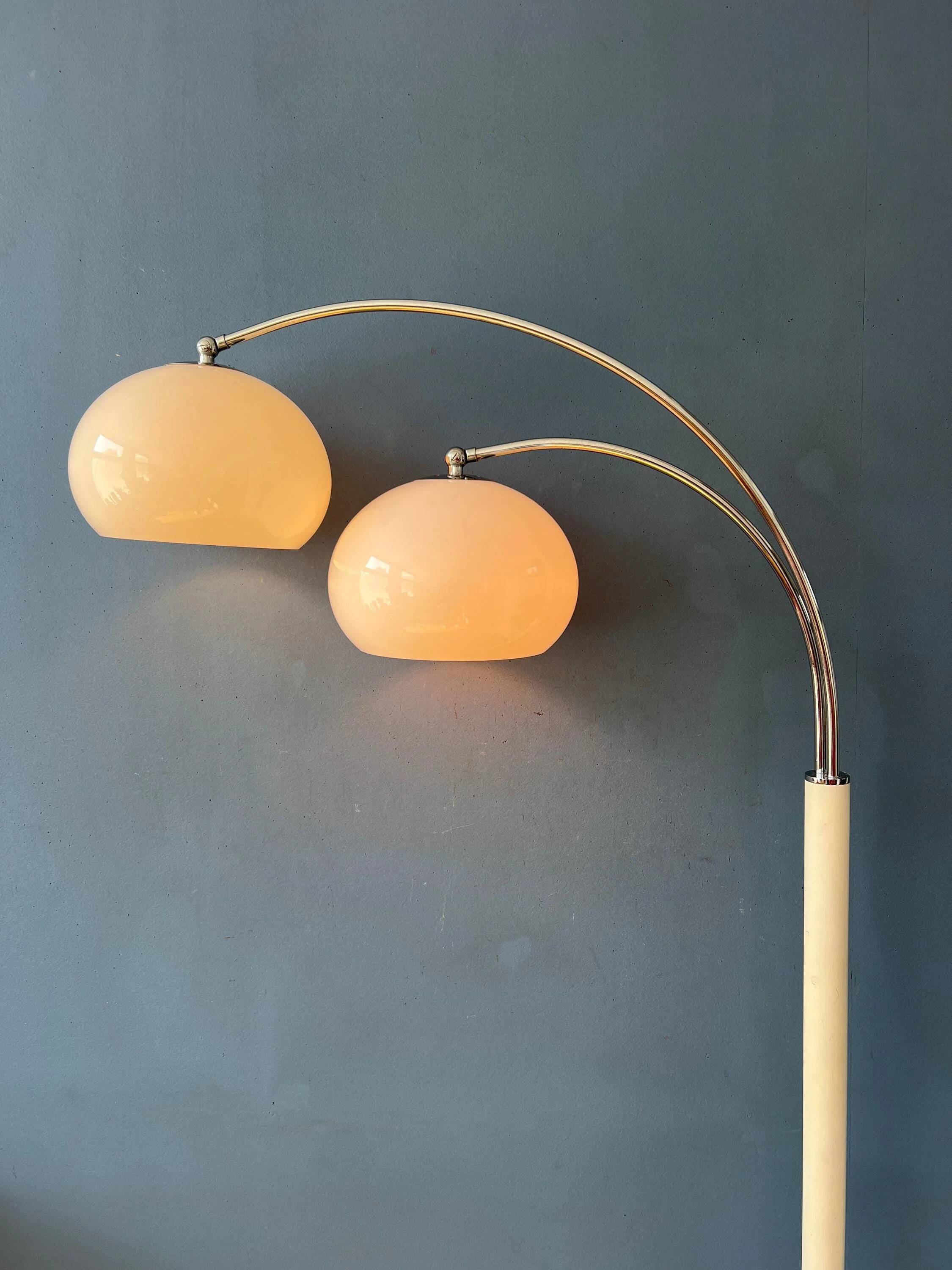 Space Age Dijkstra double arc white mushroom floor lamp