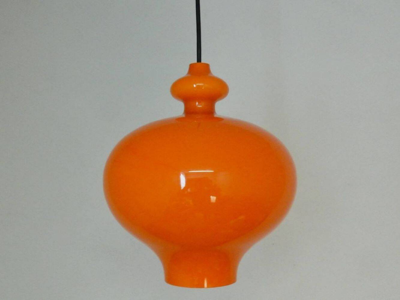 Orange glass pendant lamps by Hans Agne Jakobsson