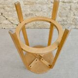 High stool in light wood, 60s