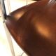 Pair of vintage armchairs, cognac leather and chrome steel 1970