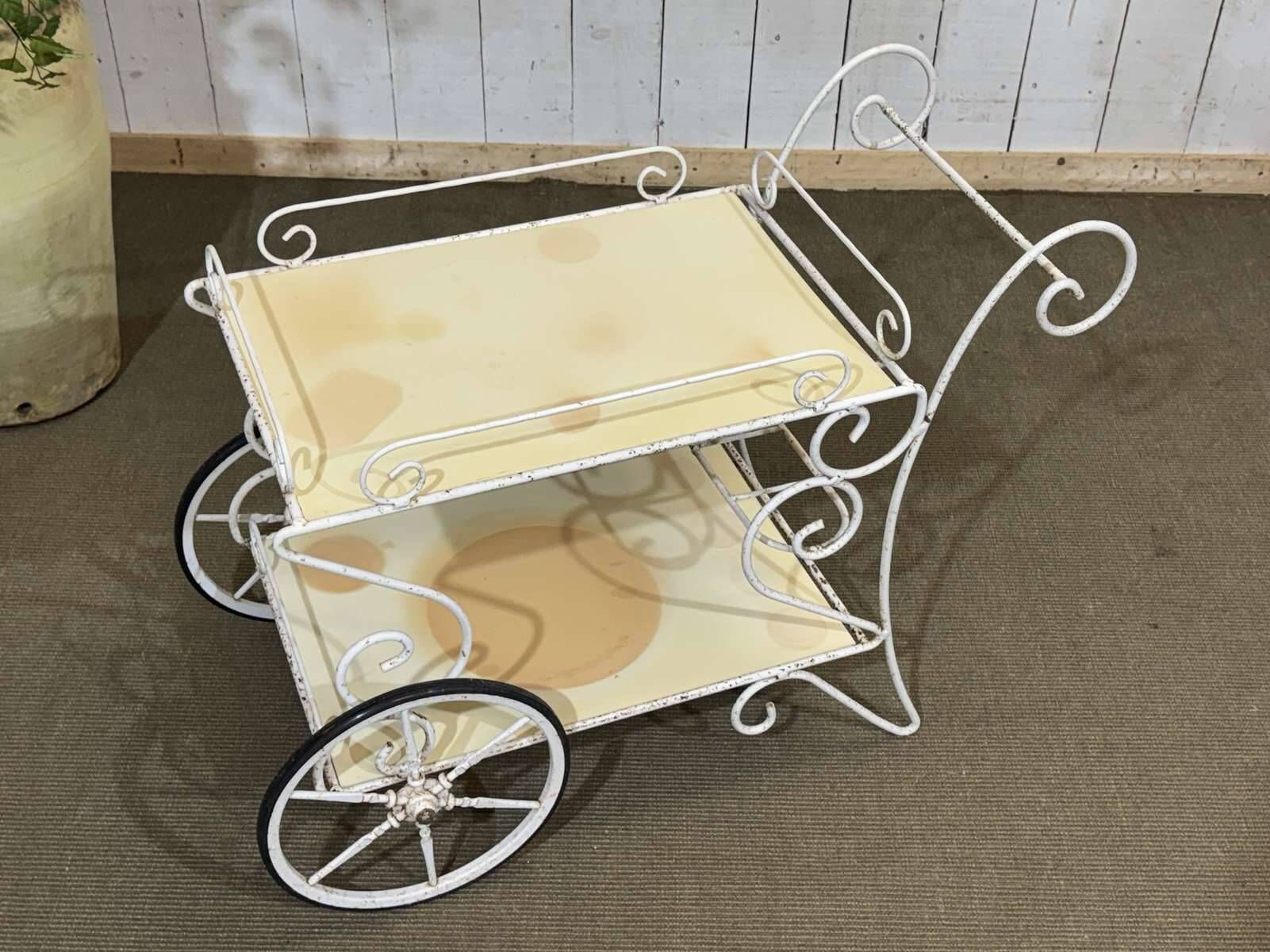 1980s metal wheeled dessert trolley