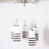 Hanging lamp cascade opaline glass and chrome