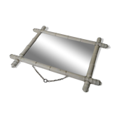 Ancien miroir mercure bois tourné