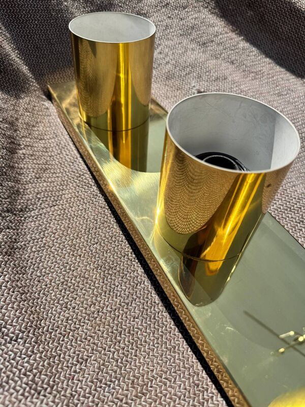 Applique minimaliste 60’s en laiton à 3 douilles de Beisl Leuchte, Allemagn