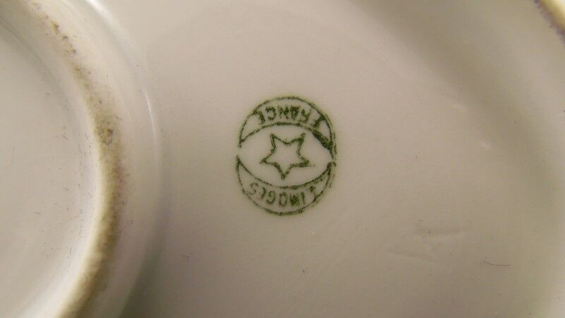 Limoges Legrand porcelain saucière tricolour décor