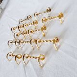 12 Vintage Cutlery Holders or Knife Holders in Gold Metal