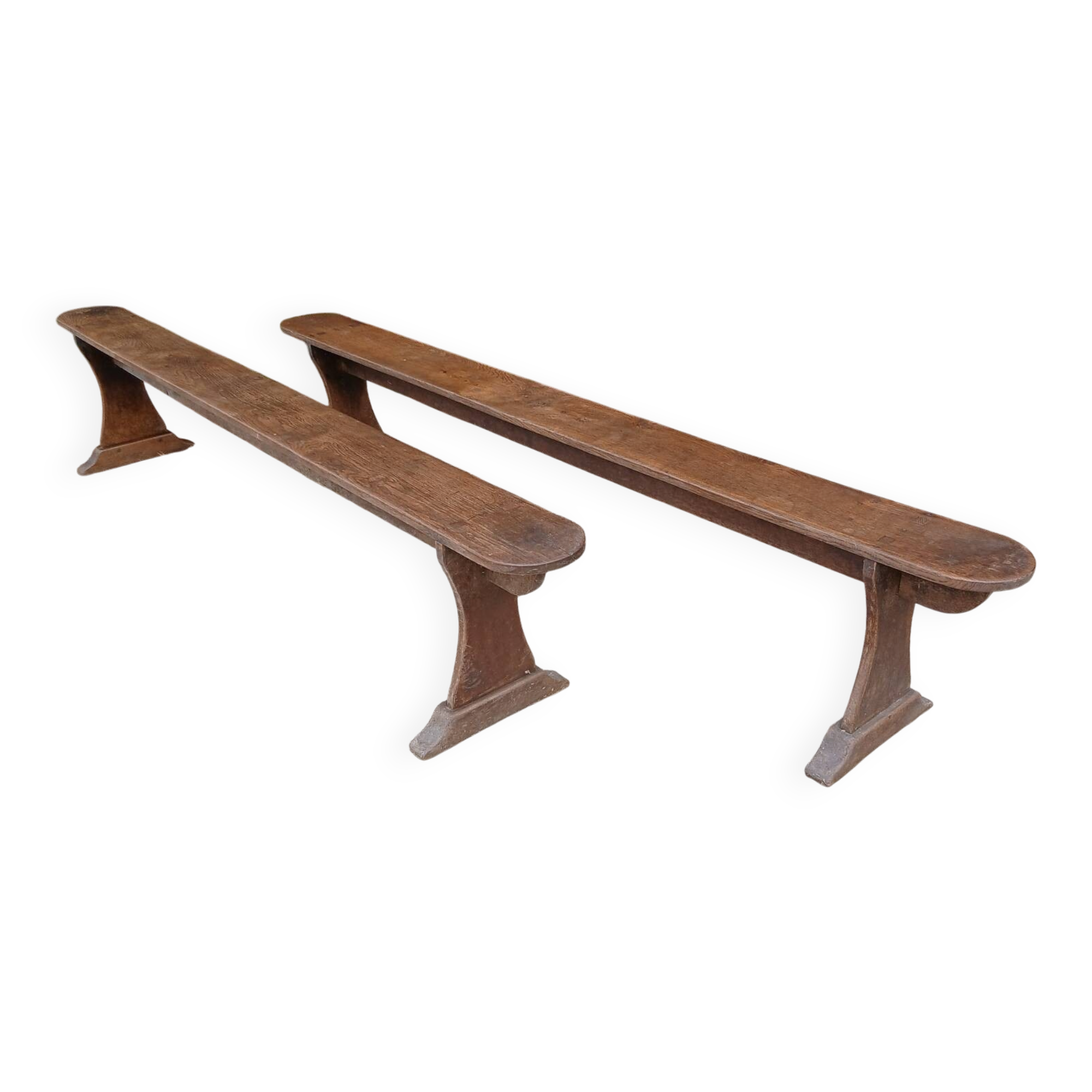 Pair of oak benches 240cm