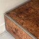 Square coffee table in metal and elm burl in the style of Willy Rizzo, 1970