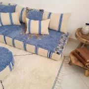 Handwoven Moroccan floor sofa set with Berber wool.