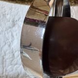 Lampe chrome bois laine années 70