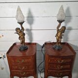 Pair of putti angel lamps from the 19th century.