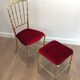 Chaise et tabouret Chiavari en laiton et velours. Vers 1940