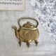 Vintage teapot-shaped brass coat hook