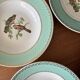 Set of 4 vintage deep plates in earthenware • Bird and leaf decoration