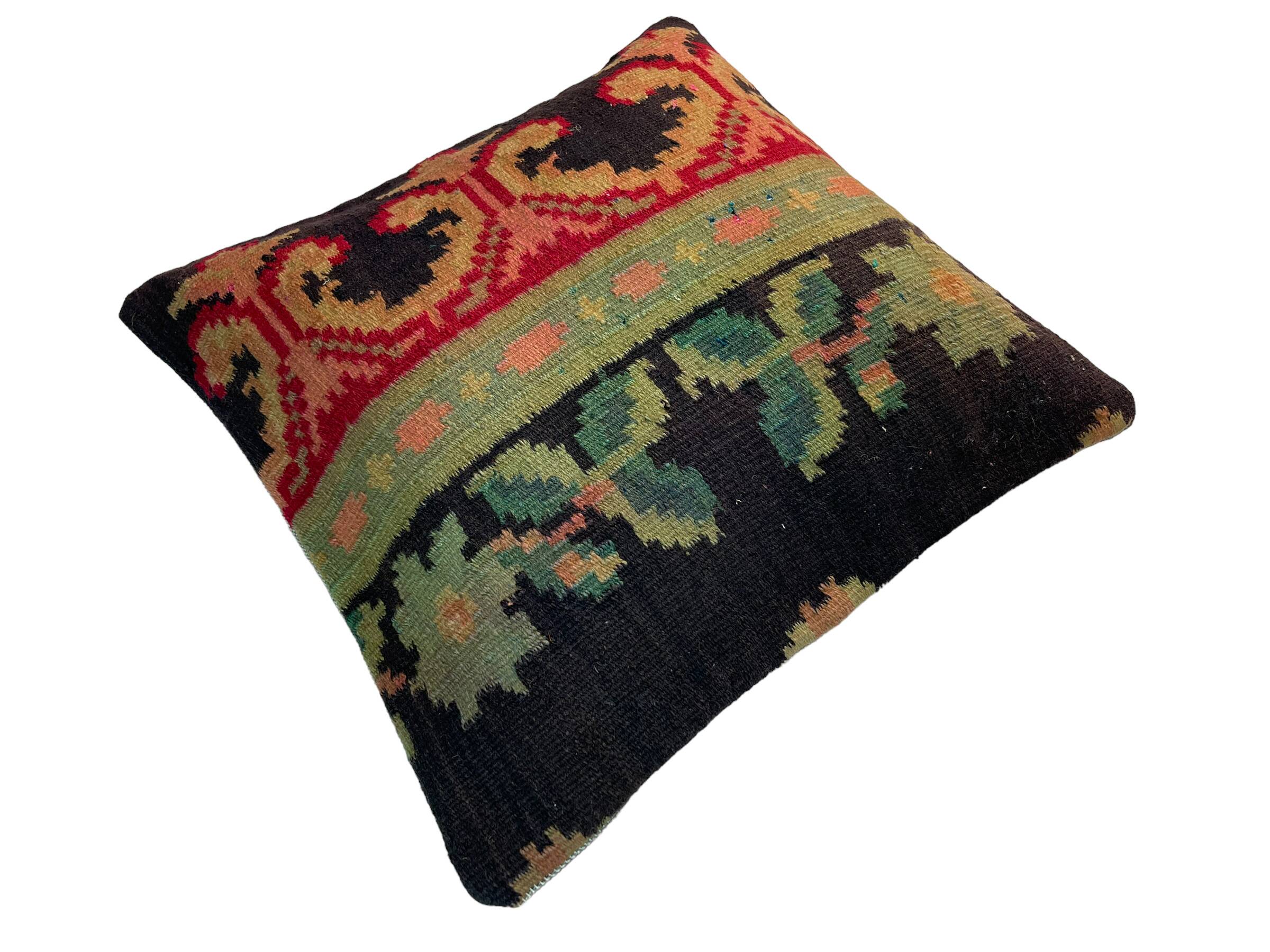 Vintage turkish kilim cushion cover , 40 x 40 cm