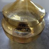 Vintage table lamp with amber bubble glass globe, Bauhaus Art Deco.