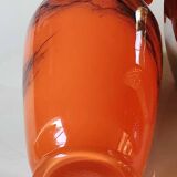 Corolla floral base. In blown Art glass, Murano Italy style. Black plumes of smoke. High 24 cm