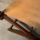 Pair of folding armchairs with leather seats